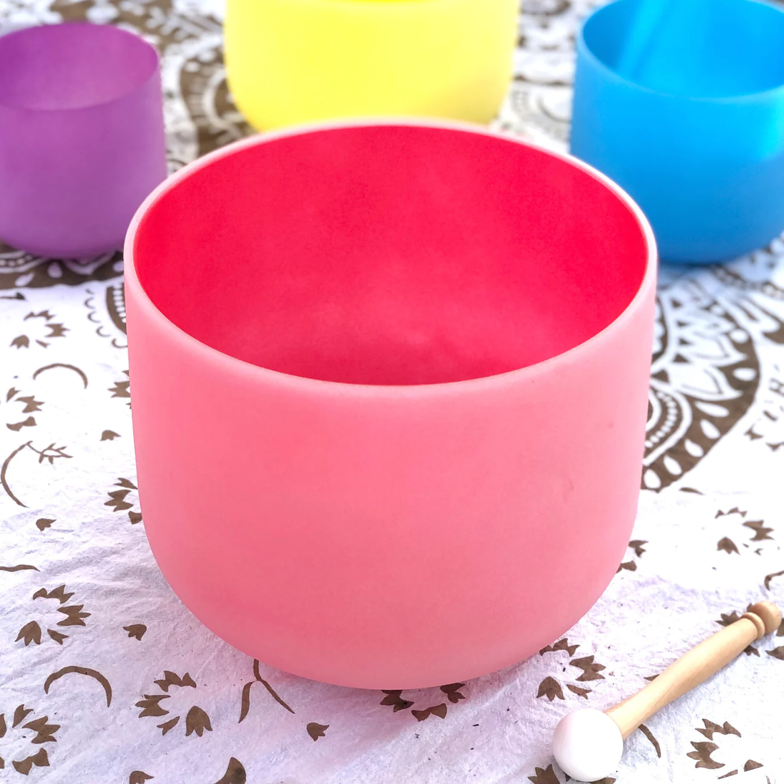 432 Hz Red Note C Frosted Crystal Quartz Singing Bowl