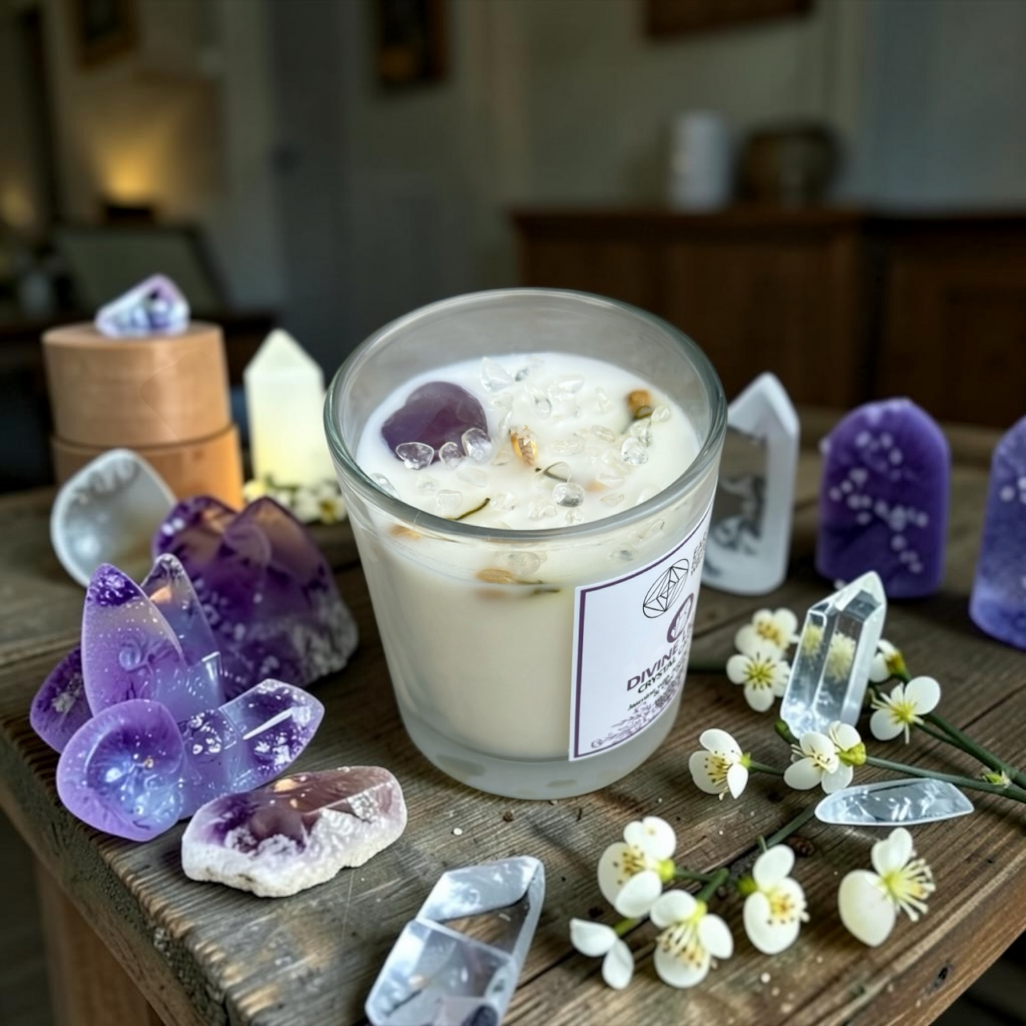 Divine Light Crystal Candle